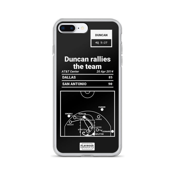 San Antonio Spurs Greatest Plays iPhone Case: Duncan rallies the team (2014)
