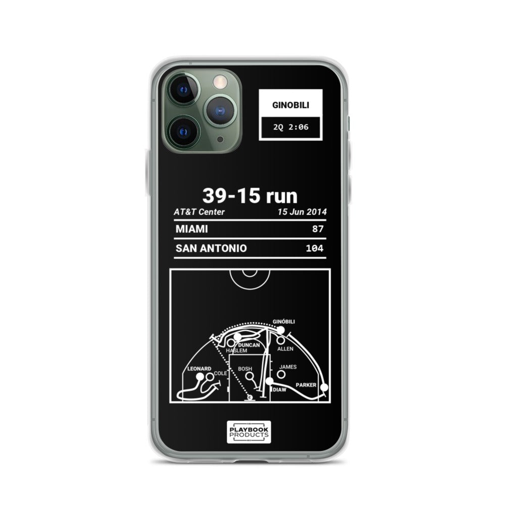 San Antonio Spurs Greatest Plays iPhone Case: 39-15 run (2014)