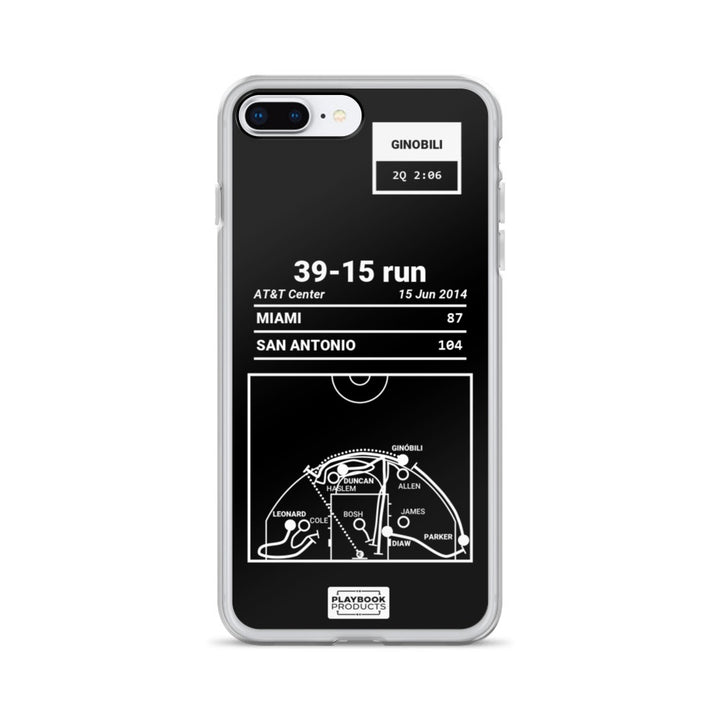 San Antonio Spurs Greatest Plays iPhone Case: 39-15 run (2014)