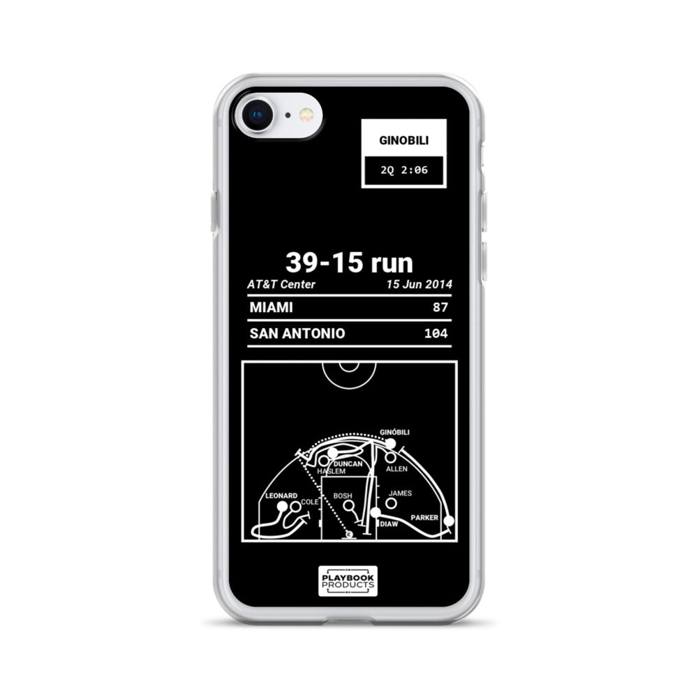 San Antonio Spurs Greatest Plays iPhone Case: 39-15 run (2014)