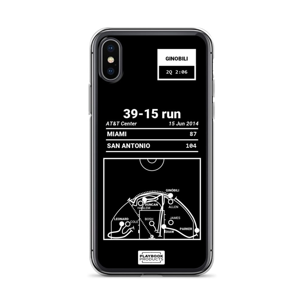 San Antonio Spurs Greatest Plays iPhone Case: 39-15 run (2014)