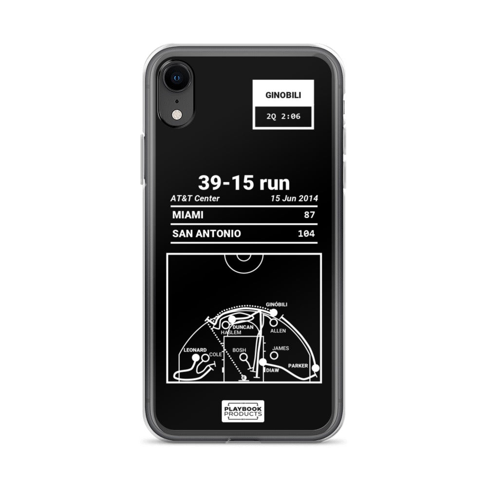 San Antonio Spurs Greatest Plays iPhone Case: 39-15 run (2014)