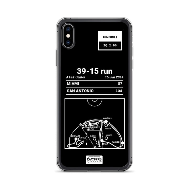 San Antonio Spurs Greatest Plays iPhone Case: 39-15 run (2014)