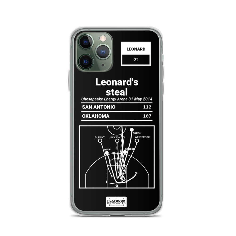 San Antonio Spurs Greatest Plays iPhone Case: Leonard's steal (2014)