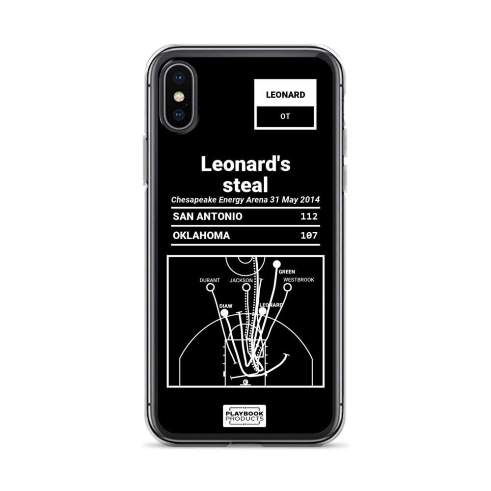 San Antonio Spurs Greatest Plays iPhone Case: Leonard's steal (2014)