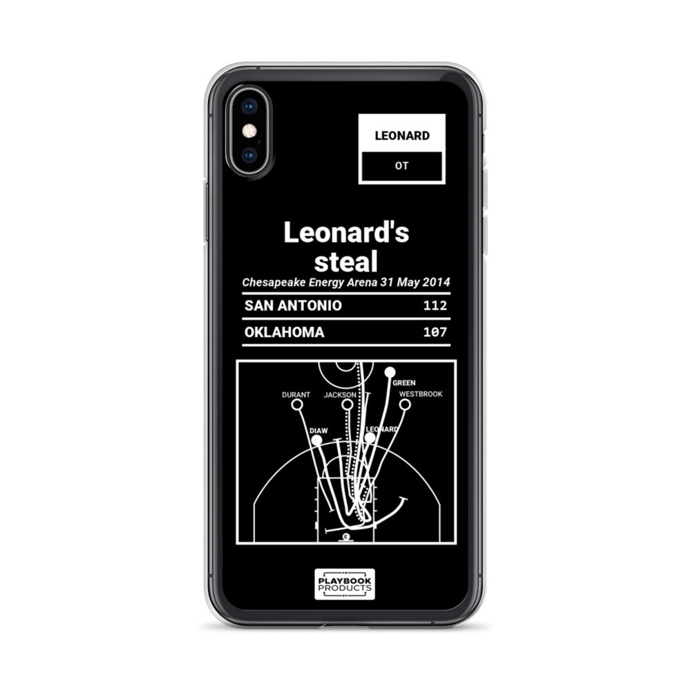 San Antonio Spurs Greatest Plays iPhone Case: Leonard's steal (2014)