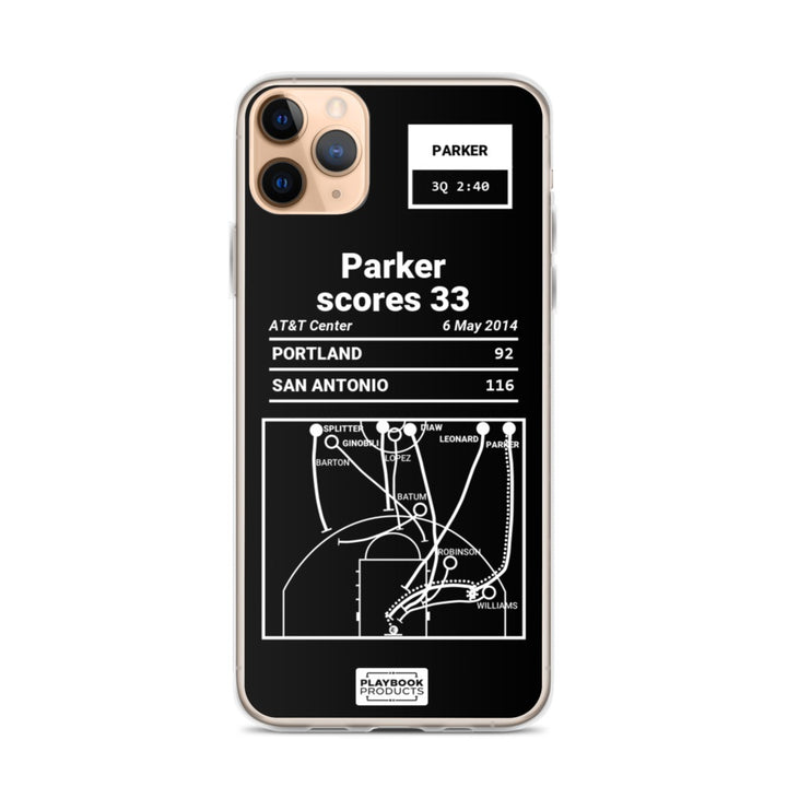 San Antonio Spurs Greatest Plays iPhone Case: Parker scores 33 (2014)