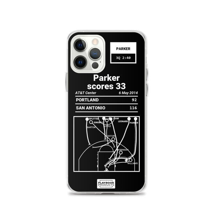San Antonio Spurs Greatest Plays iPhone Case: Parker scores 33 (2014)