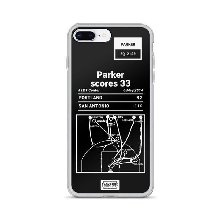 San Antonio Spurs Greatest Plays iPhone Case: Parker scores 33 (2014)