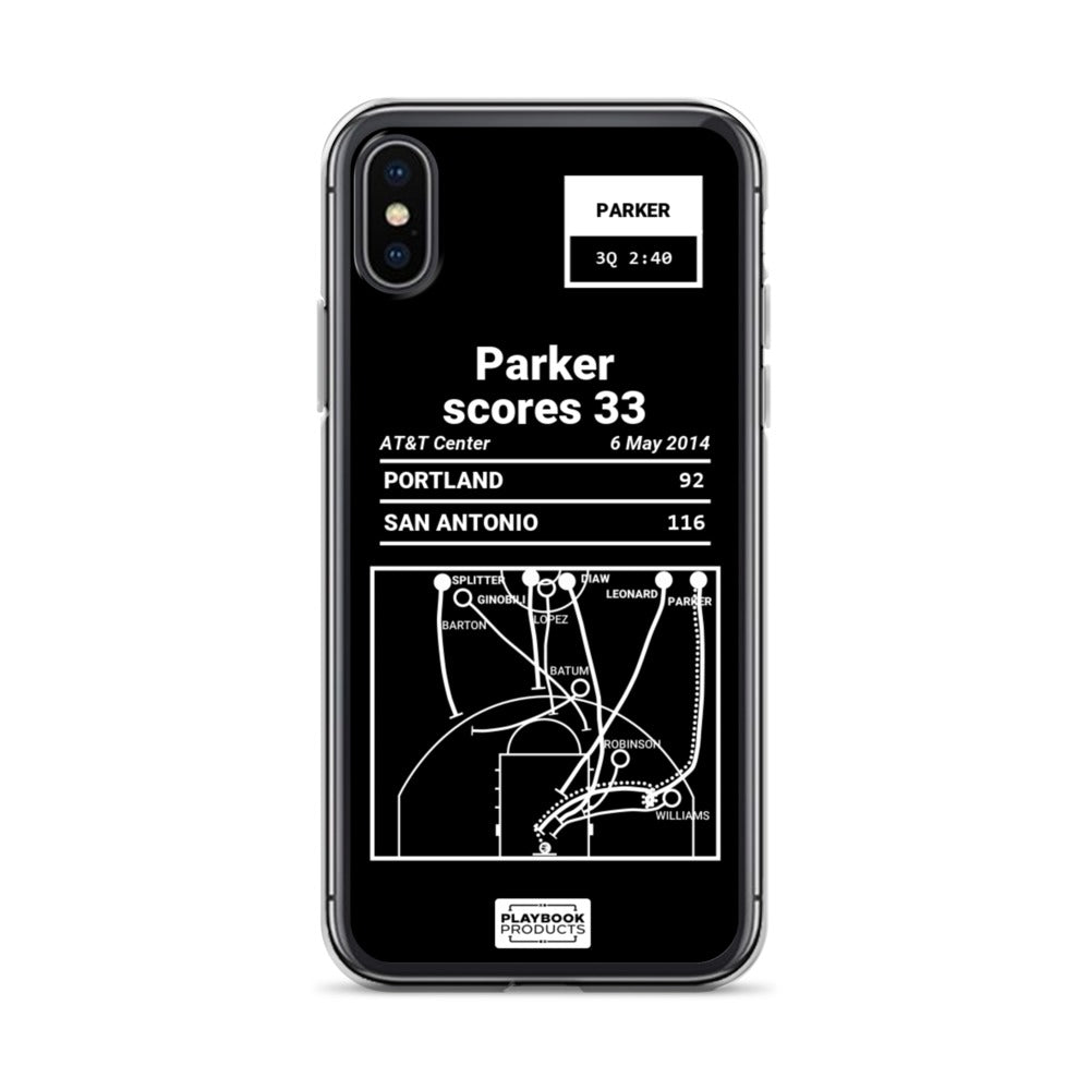 San Antonio Spurs Greatest Plays iPhone Case: Parker scores 33 (2014)