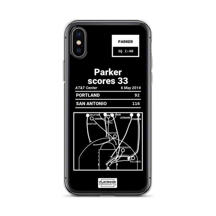 San Antonio Spurs Greatest Plays iPhone Case: Parker scores 33 (2014)