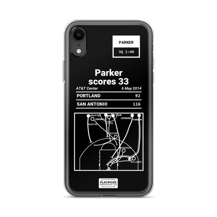 San Antonio Spurs Greatest Plays iPhone Case: Parker scores 33 (2014)