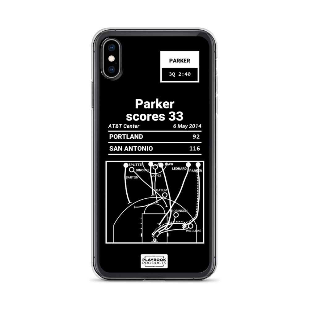 San Antonio Spurs Greatest Plays iPhone Case: Parker scores 33 (2014)