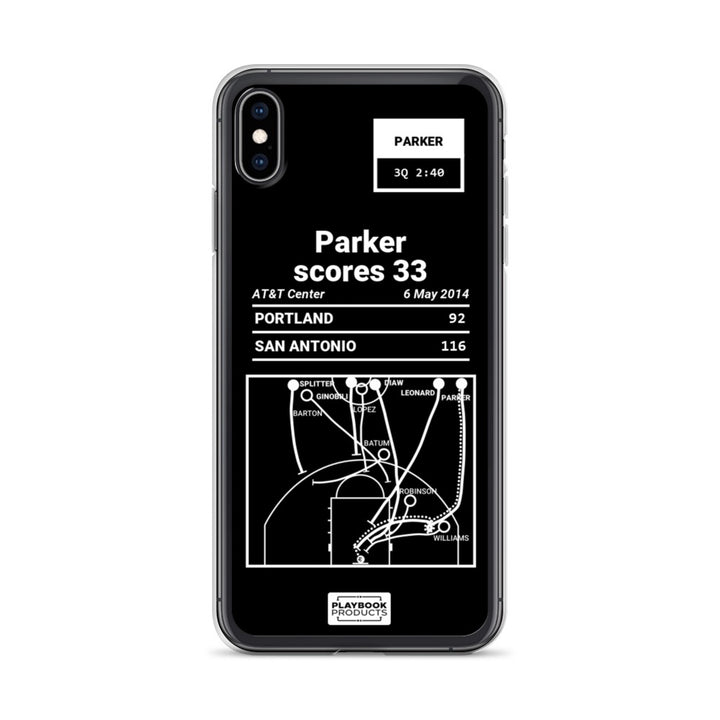 San Antonio Spurs Greatest Plays iPhone Case: Parker scores 33 (2014)