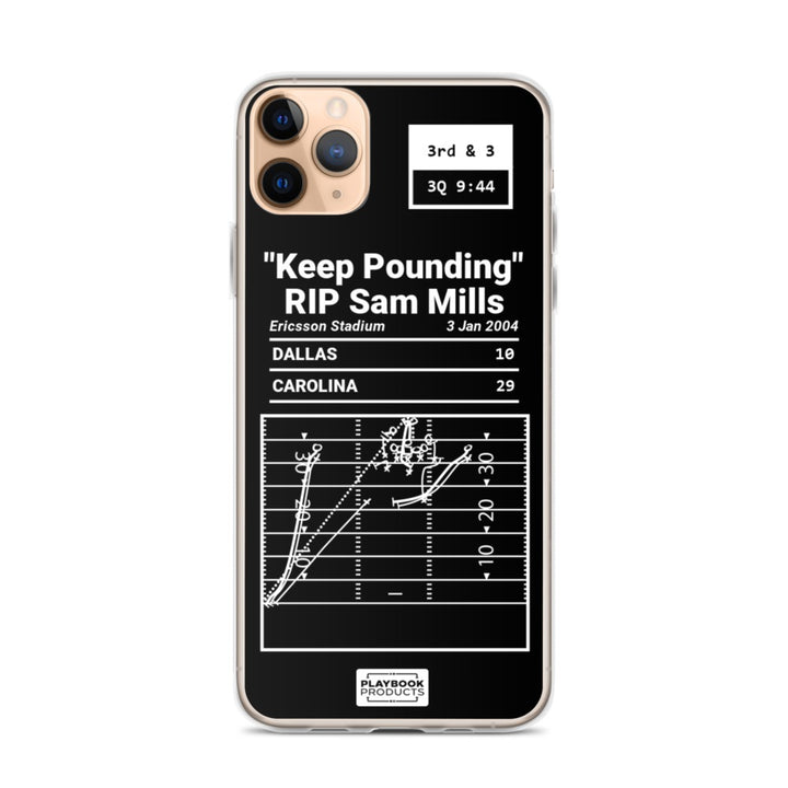 Carolina Panthers Greatest Plays iPhone Case: "Keep Pounding" RIP Sam Mills (2004)