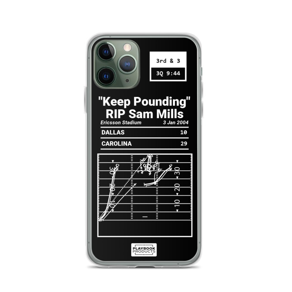 Carolina Panthers Greatest Plays iPhone Case: "Keep Pounding" RIP Sam Mills (2004)