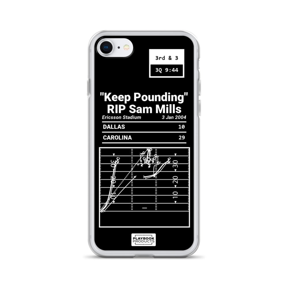 Carolina Panthers Greatest Plays iPhone Case: "Keep Pounding" RIP Sam Mills (2004)