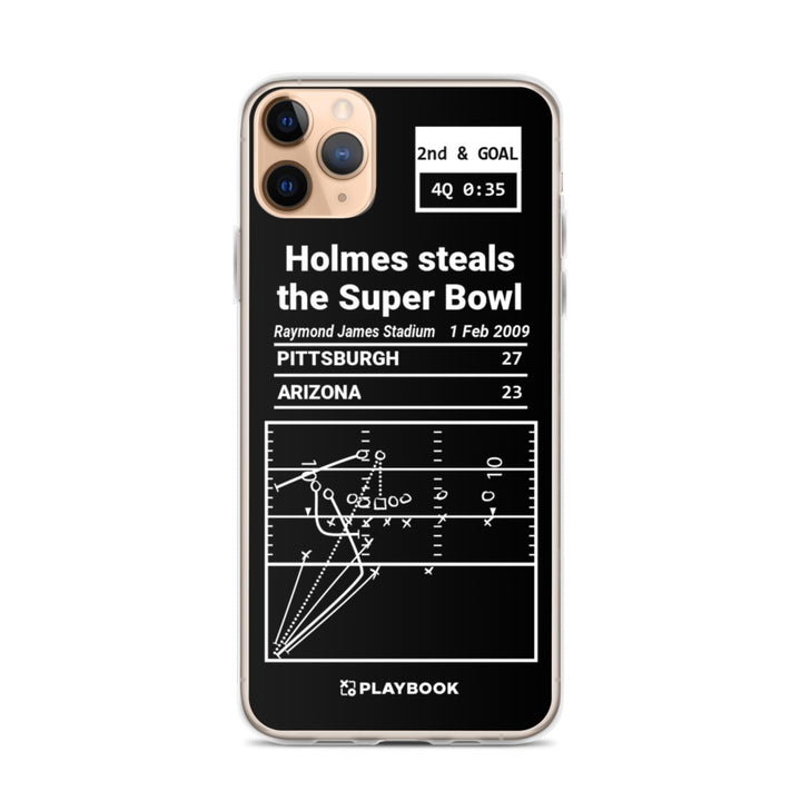 Pittsburgh Steelers Greatest Plays iPhone Case: Holmes steals the Super Bowl (2009)