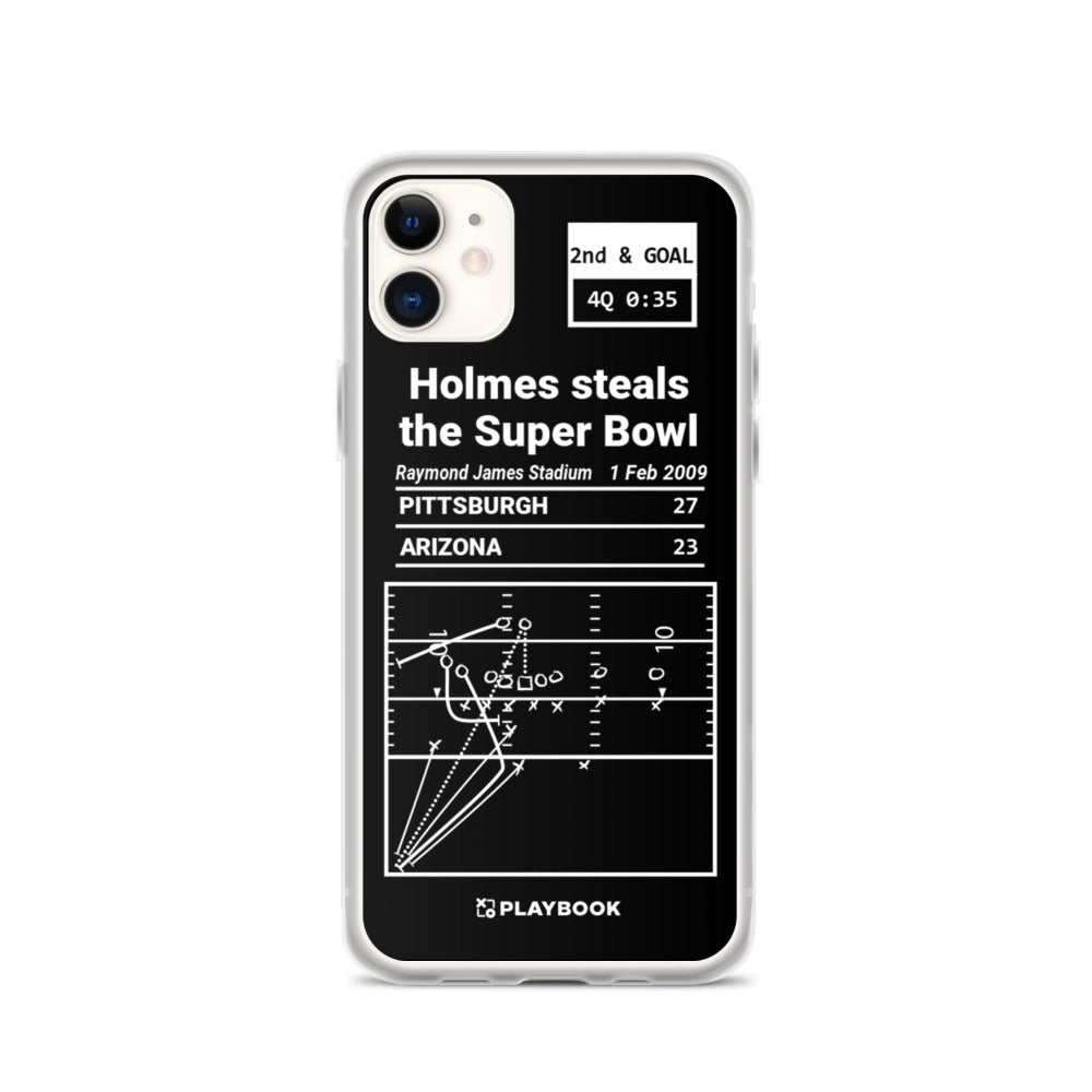Pittsburgh Steelers Greatest Plays iPhone Case: Holmes steals the Super Bowl (2009)