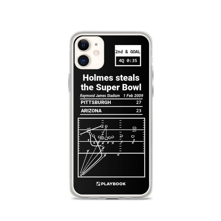 Pittsburgh Steelers Greatest Plays iPhone Case: Holmes steals the Super Bowl (2009)