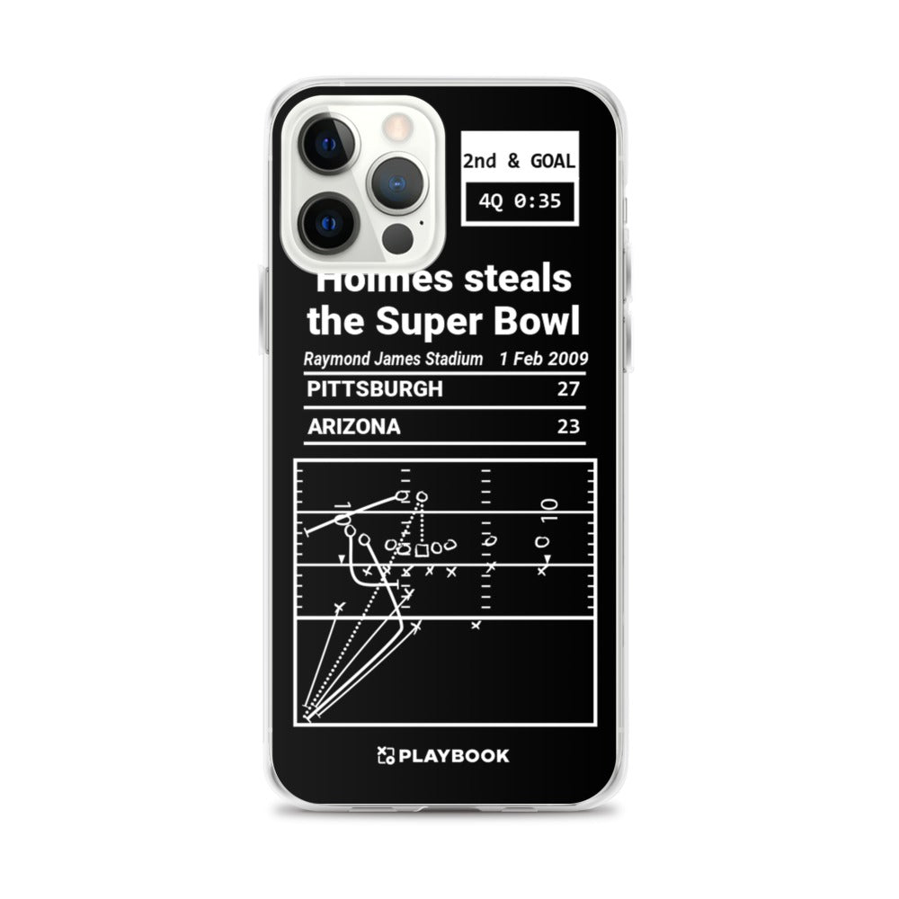 Pittsburgh Steelers Greatest Plays iPhone Case: Holmes steals the Super Bowl (2009)
