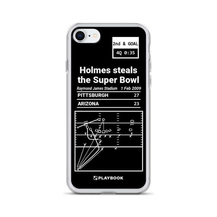 Pittsburgh Steelers Greatest Plays iPhone Case: Holmes steals the Super Bowl (2009)