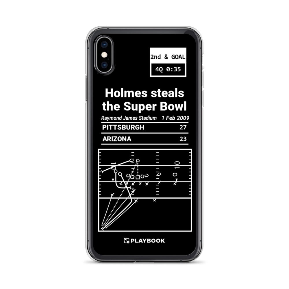 Pittsburgh Steelers Greatest Plays iPhone Case: Holmes steals the Super Bowl (2009)