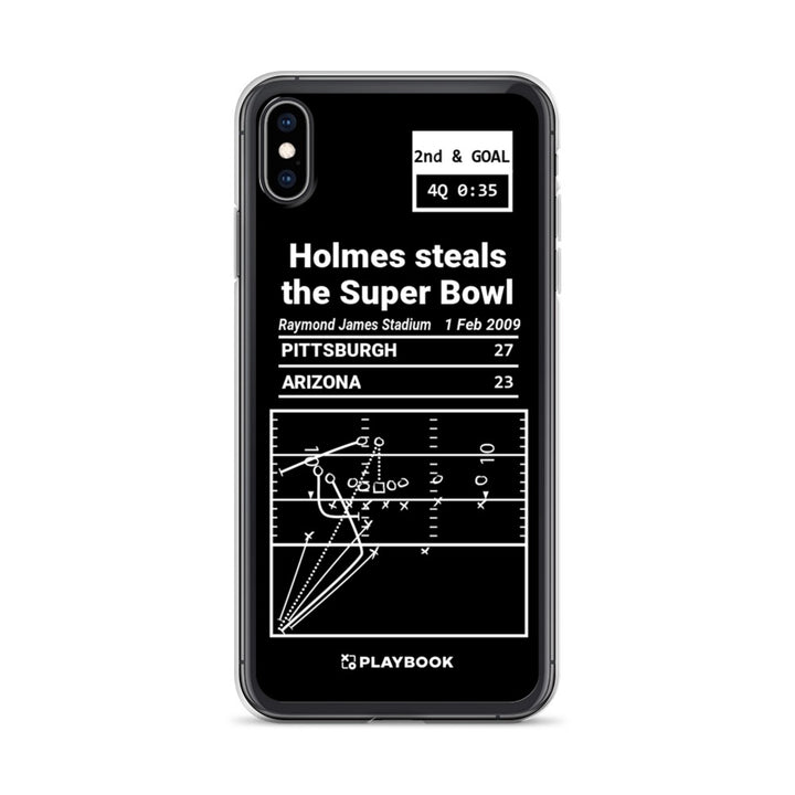 Pittsburgh Steelers Greatest Plays iPhone Case: Holmes steals the Super Bowl (2009)