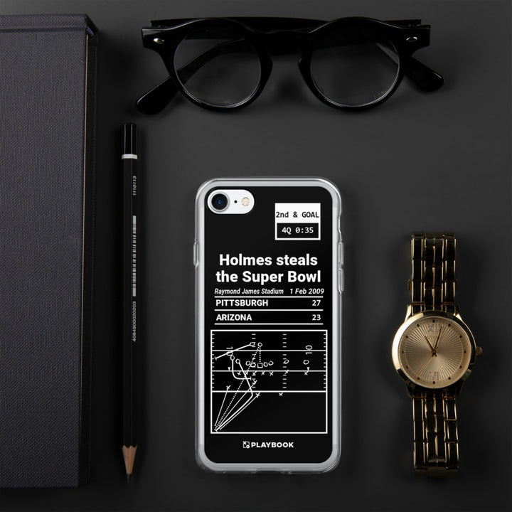 Pittsburgh Steelers Greatest Plays iPhone Case: Holmes steals the Super Bowl (2009)