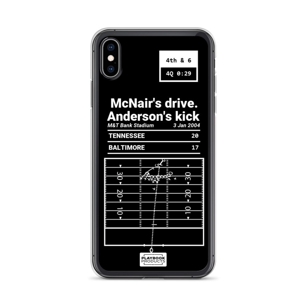 Tennessee Titans Greatest Plays iPhone Case: McNair's drive. Anderson's kick (2004)