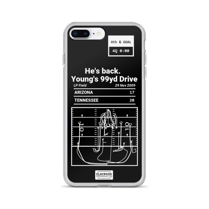 Tennessee Titans Greatest Plays iPhone Case: He's back. Young's 99yd Drive (2009)