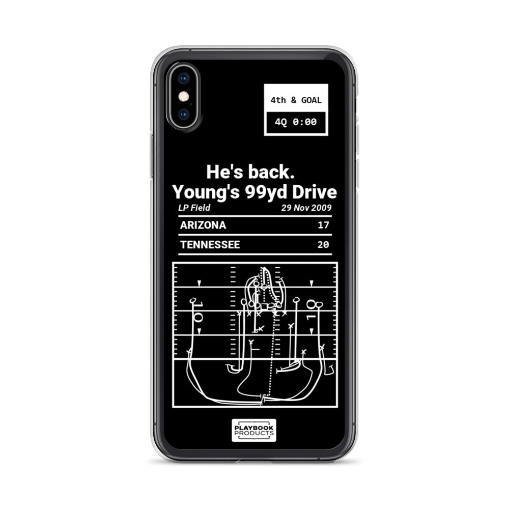 Tennessee Titans Greatest Plays iPhone Case: He's back. Young's 99yd Drive (2009)