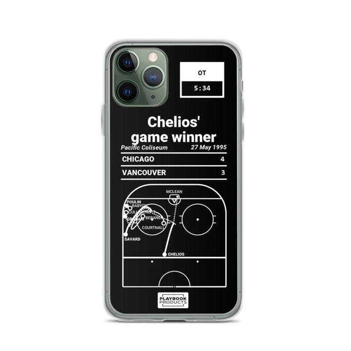 Chicago Blackhawks Greatest Goals iPhone Case: Chelios' game winner (1995)