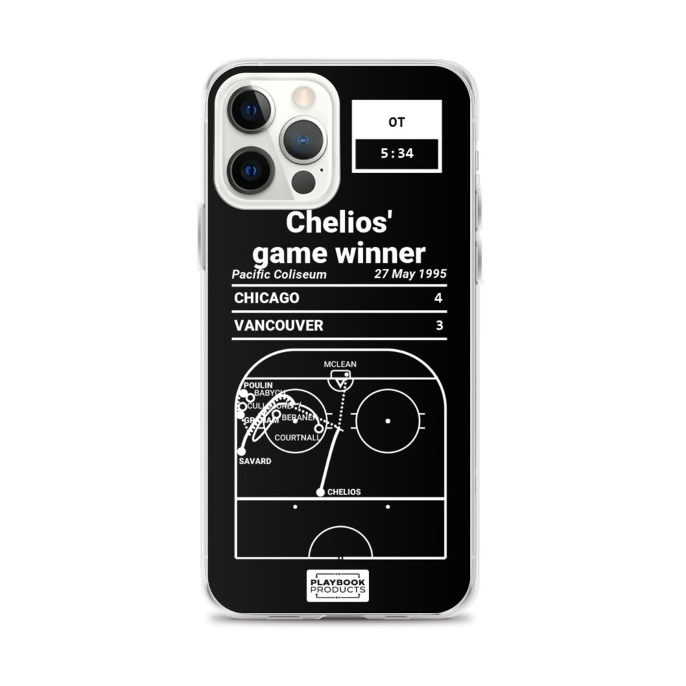 Chicago Blackhawks Greatest Goals iPhone Case: Chelios' game winner (1995)