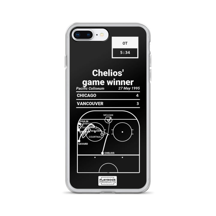 Chicago Blackhawks Greatest Goals iPhone Case: Chelios' game winner (1995)