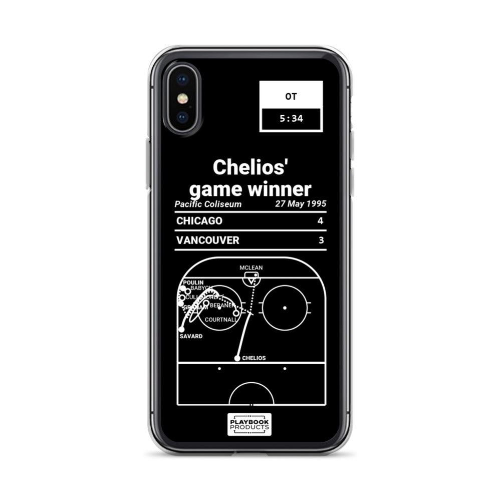 Chicago Blackhawks Greatest Goals iPhone Case: Chelios' game winner (1995)