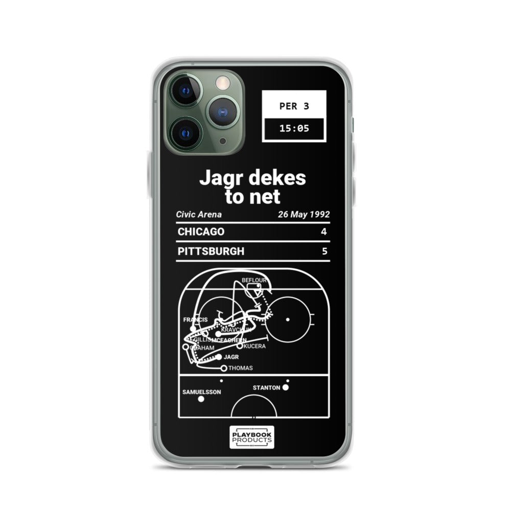 Pittsburgh Penguins Greatest Goals iPhone Case: Jagr dekes to net (1992)