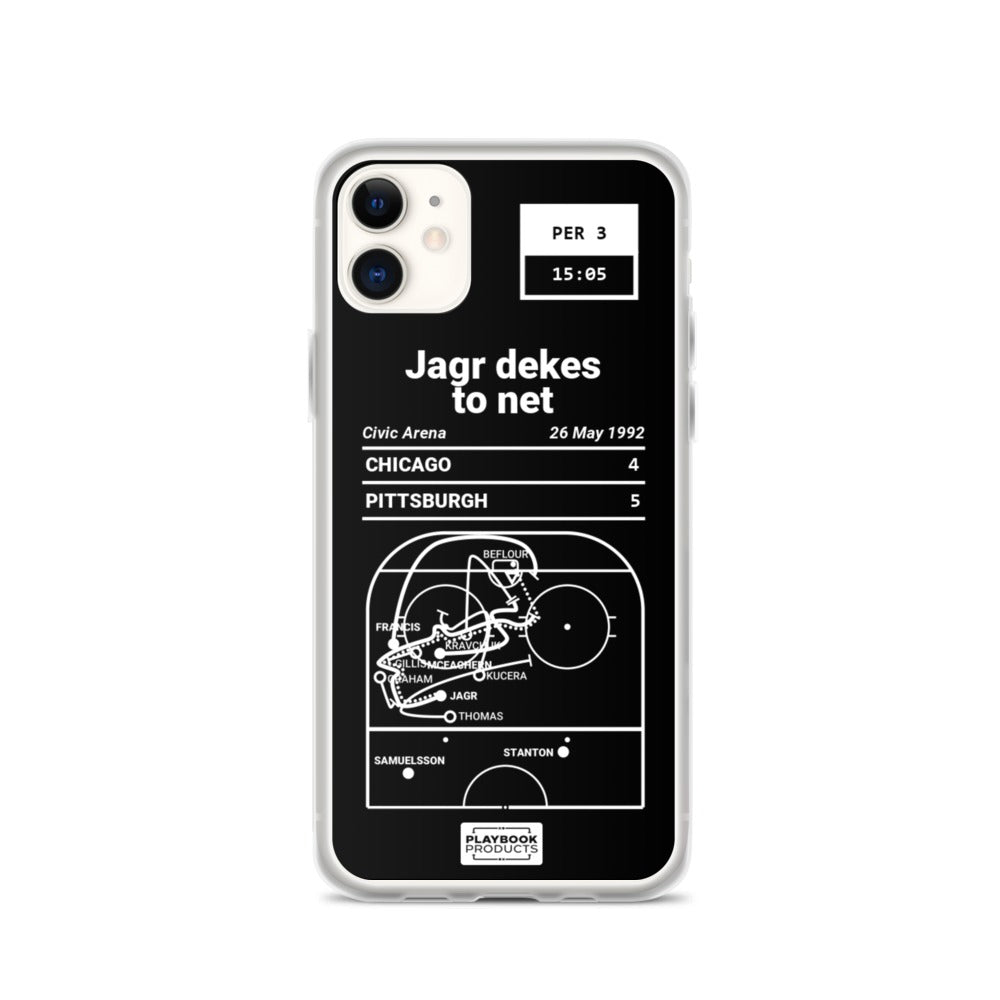 Pittsburgh Penguins Greatest Goals iPhone Case: Jagr dekes to net (1992)