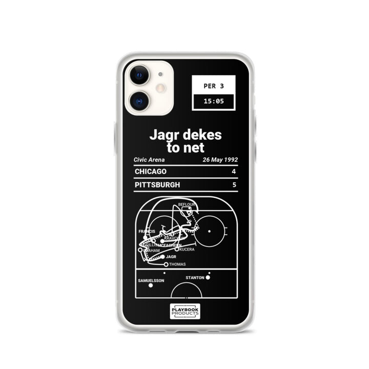 Pittsburgh Penguins Greatest Goals iPhone Case: Jagr dekes to net (1992)