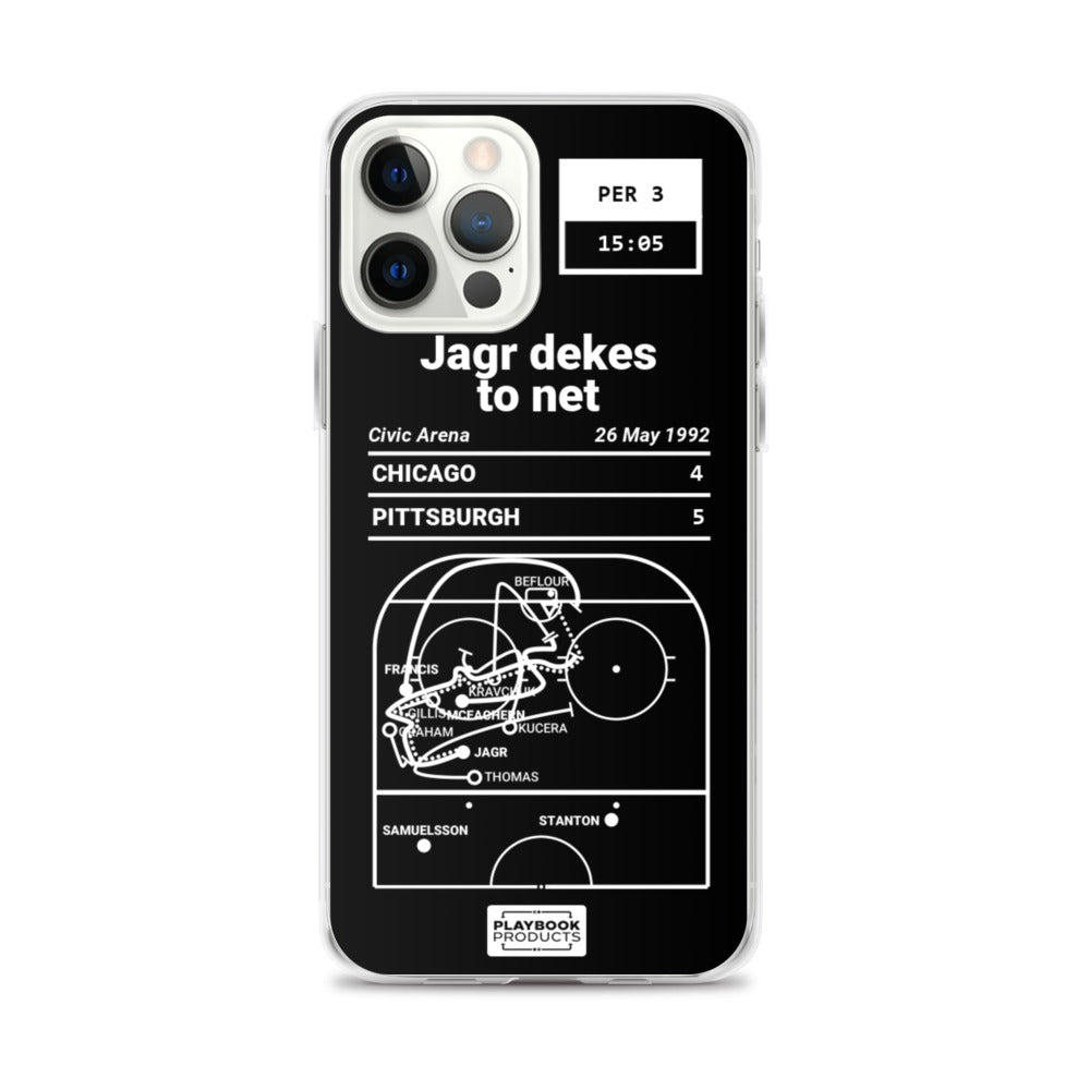 Pittsburgh Penguins Greatest Goals iPhone Case: Jagr dekes to net (1992)