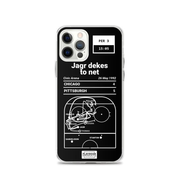 Pittsburgh Penguins Greatest Goals iPhone Case: Jagr dekes to net (1992)