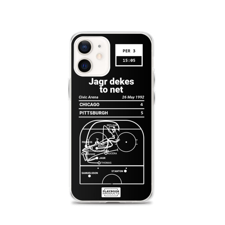 Pittsburgh Penguins Greatest Goals iPhone Case: Jagr dekes to net (1992)