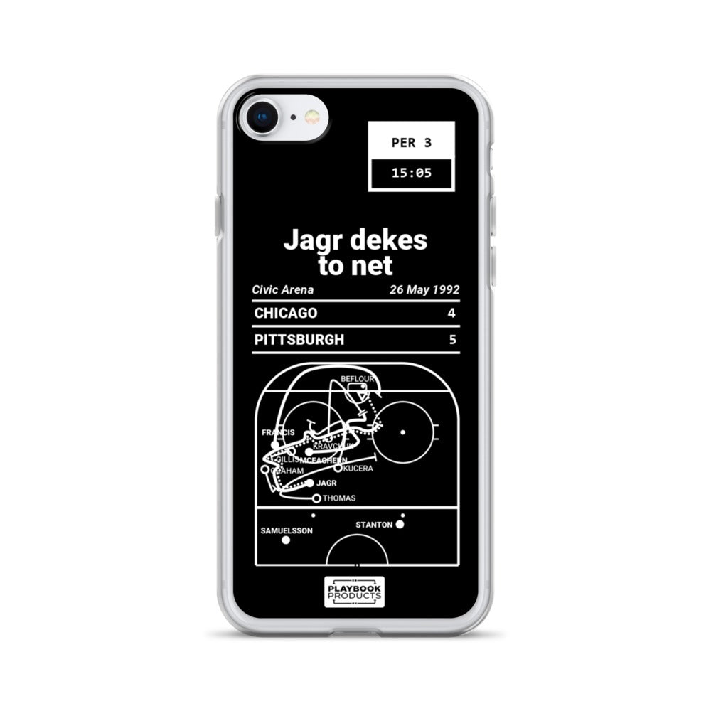 Pittsburgh Penguins Greatest Goals iPhone Case: Jagr dekes to net (1992)