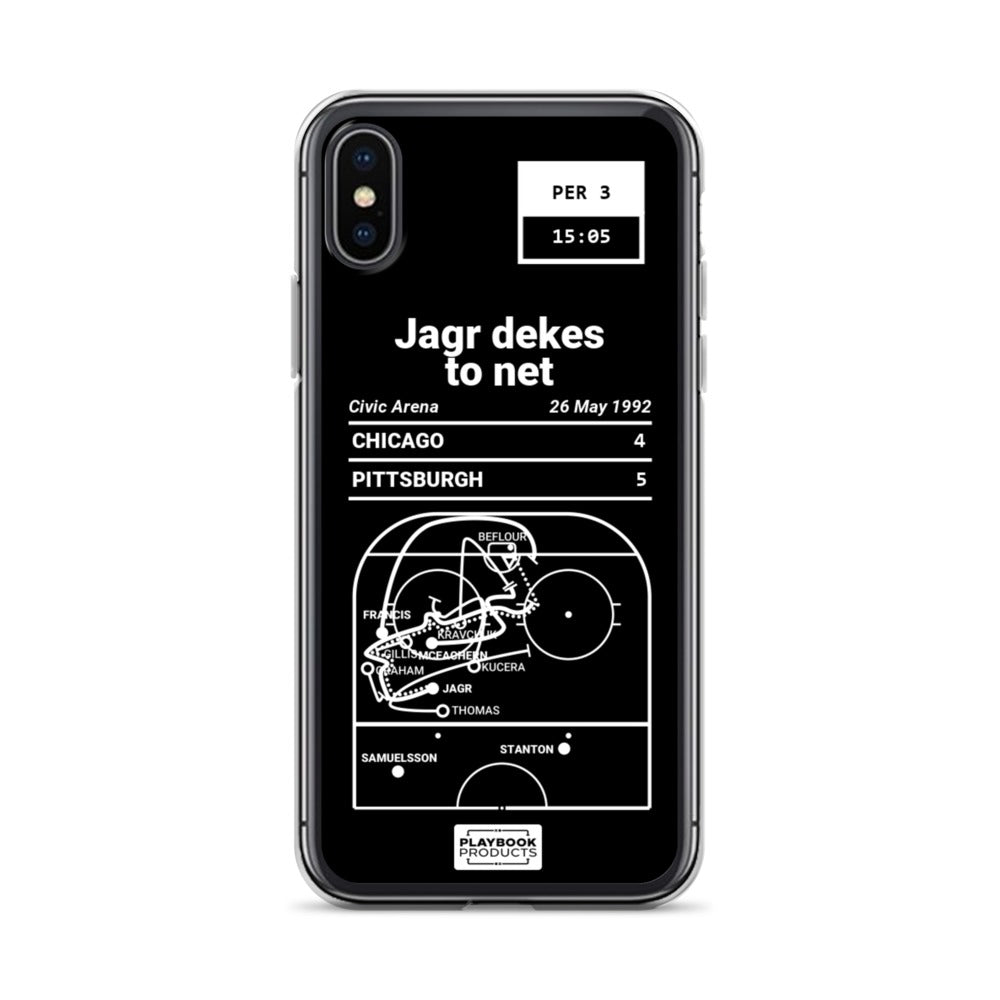 Pittsburgh Penguins Greatest Goals iPhone Case: Jagr dekes to net (1992)