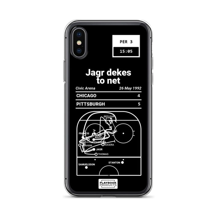 Pittsburgh Penguins Greatest Goals iPhone Case: Jagr dekes to net (1992)