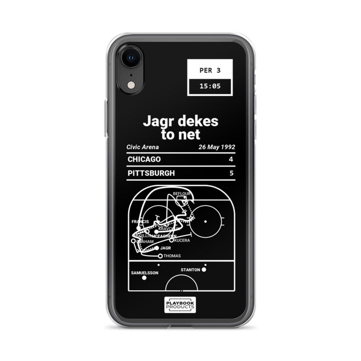 Pittsburgh Penguins Greatest Goals iPhone Case: Jagr dekes to net (1992)