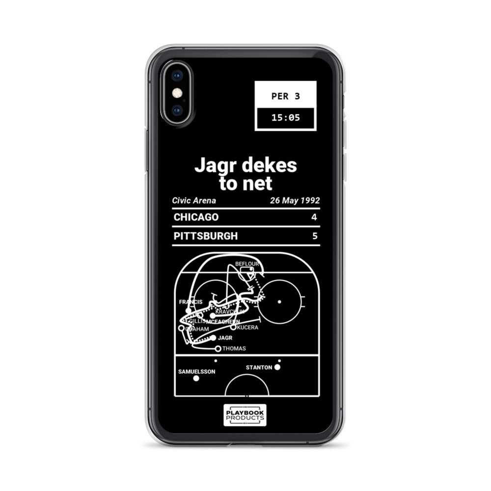 Pittsburgh Penguins Greatest Goals iPhone Case: Jagr dekes to net (1992)