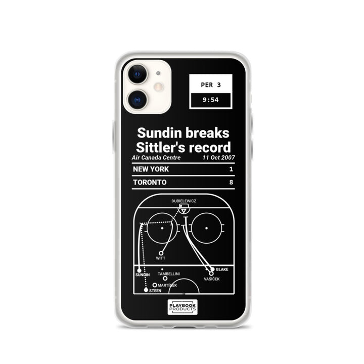 Toronto Maple Leafs Greatest Goals iPhone Case: Sundin breaks Sittler's record (2007)