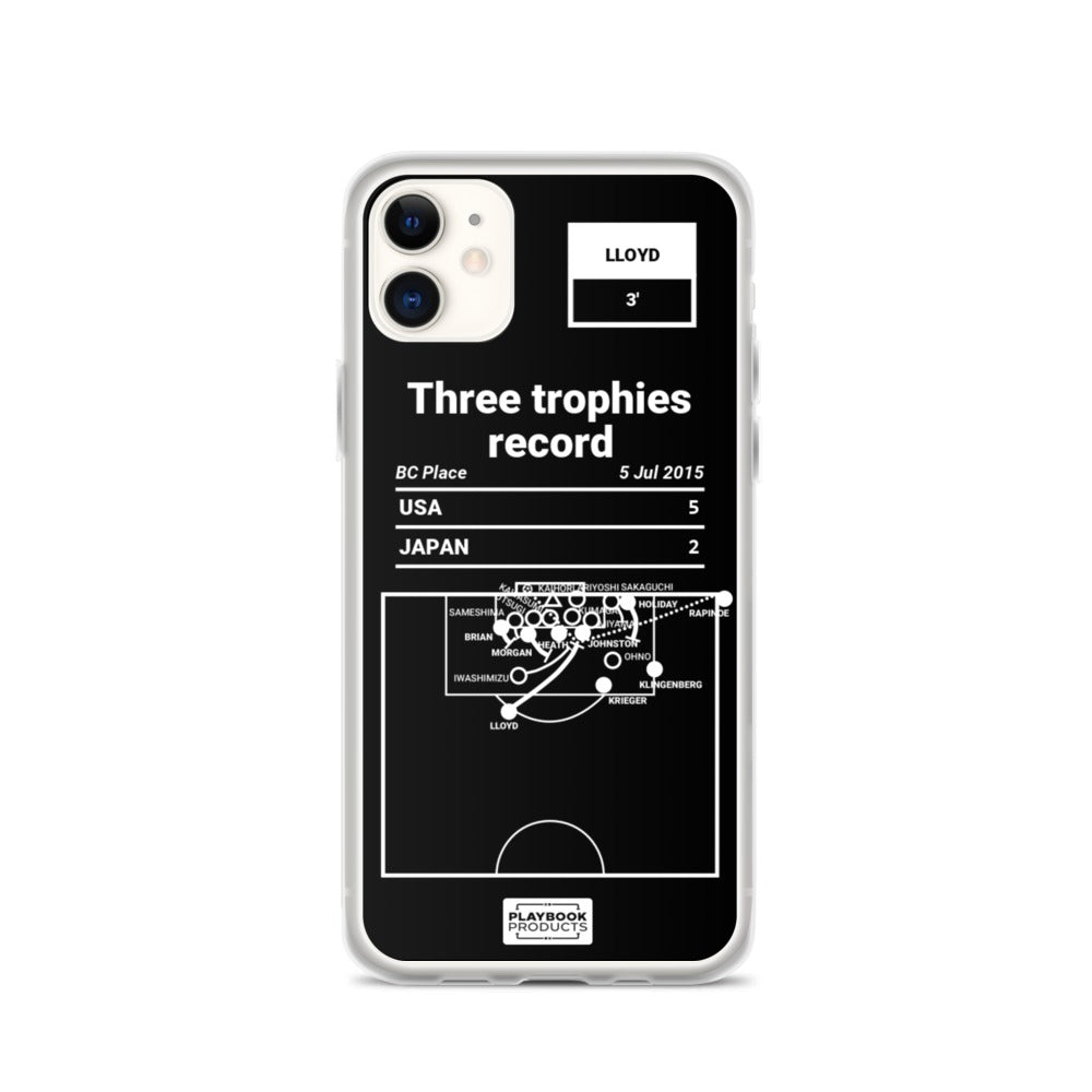 USWNT Greatest Goals iPhone Case: Three trophies record (2015)