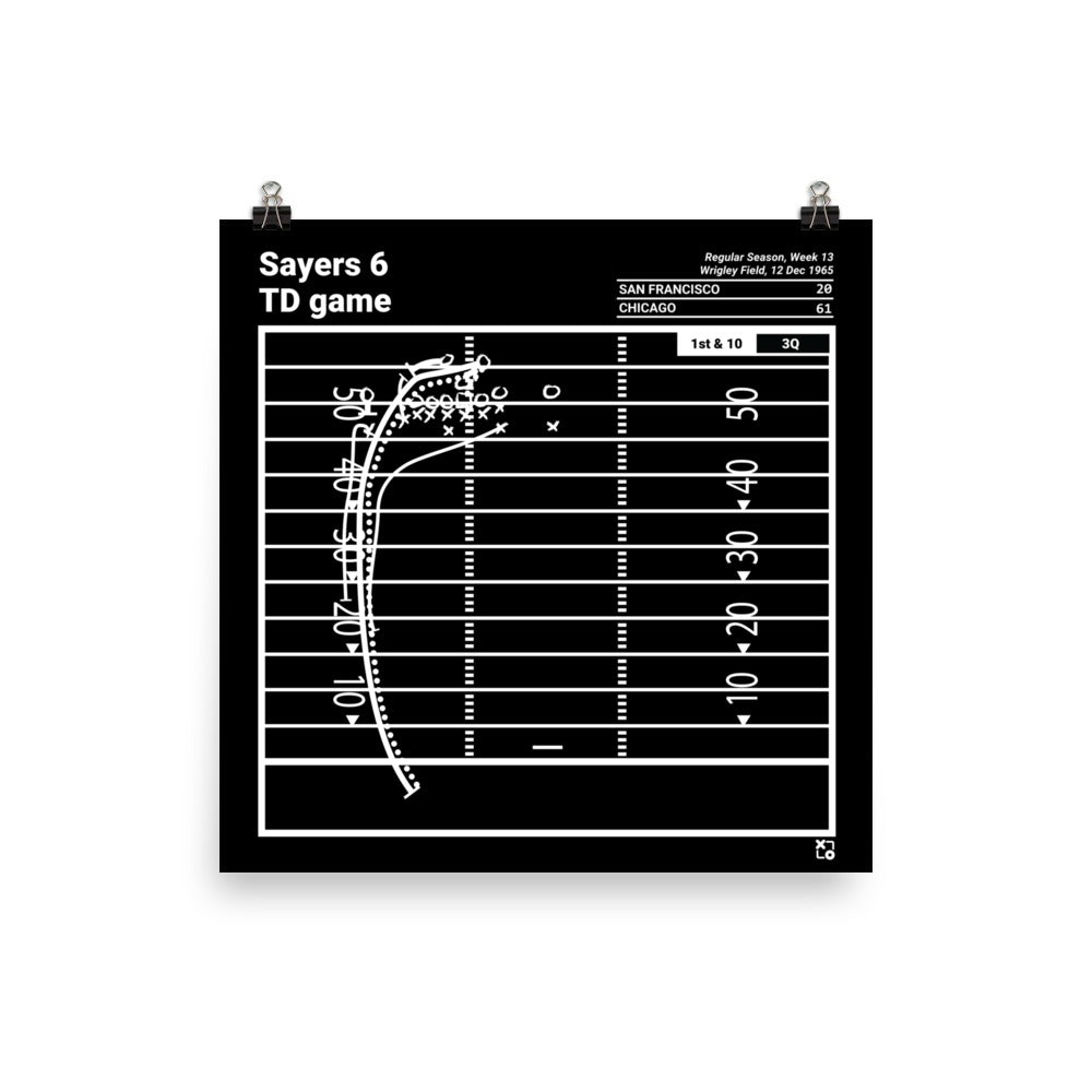 Chicago Bears Greatest Plays Poster: Sayers 6 TD game (1965)